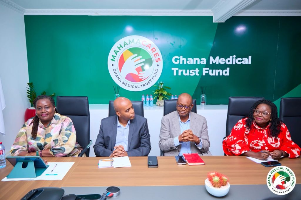 WHO representatives in discussion with Ghana Medical Trust Fund leadership